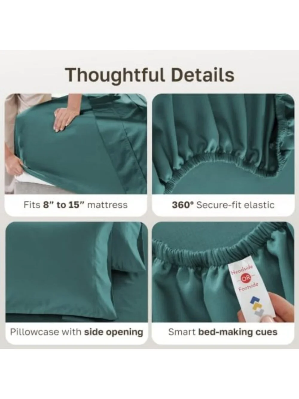 Luxurious 600 Thread Count Twin Sheet Set, 3 Pieces, Soft Teal Color, Hotel